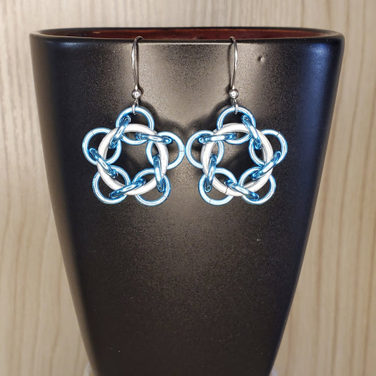 Star Flower Dangle Earrings Light Blue