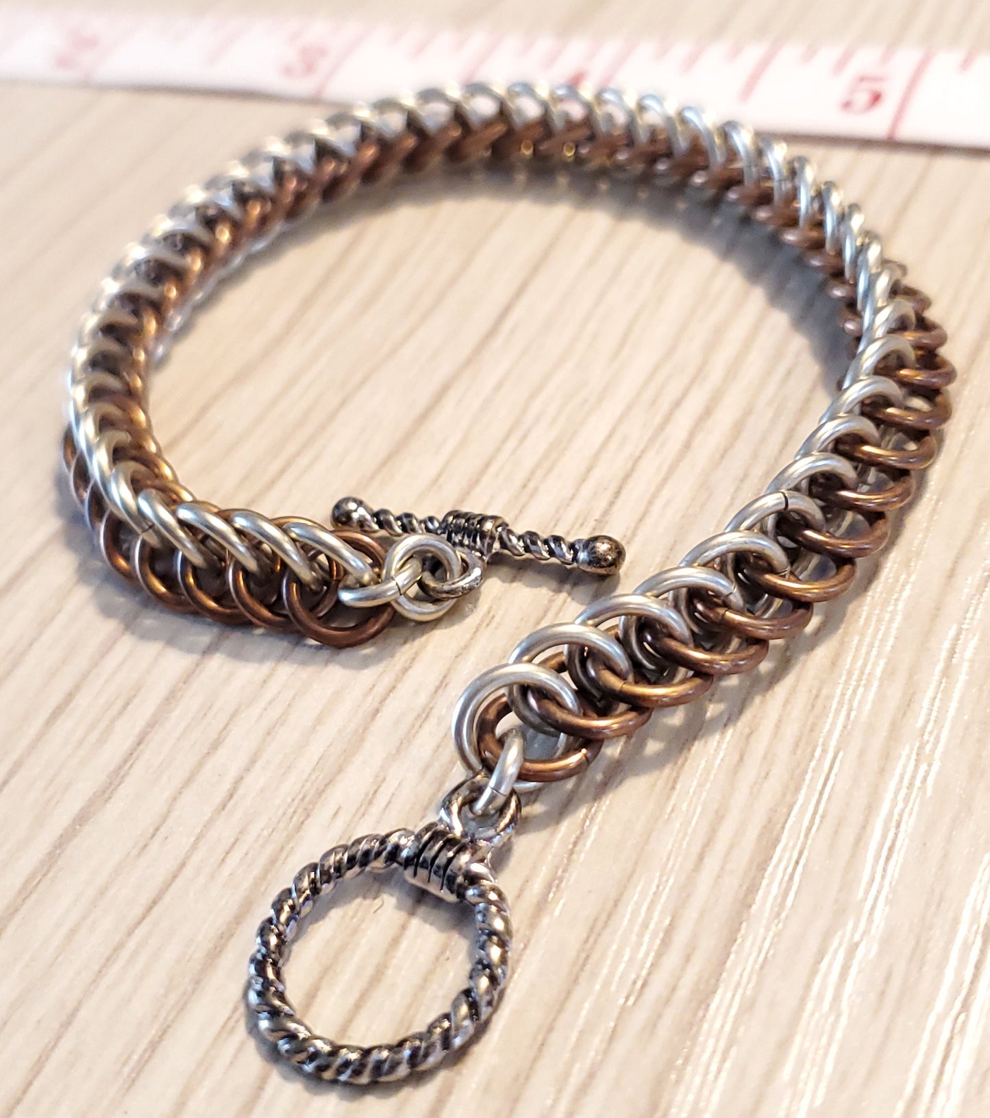 Copper and Aluminum Half Persian Bracelet with Toggle Clasp