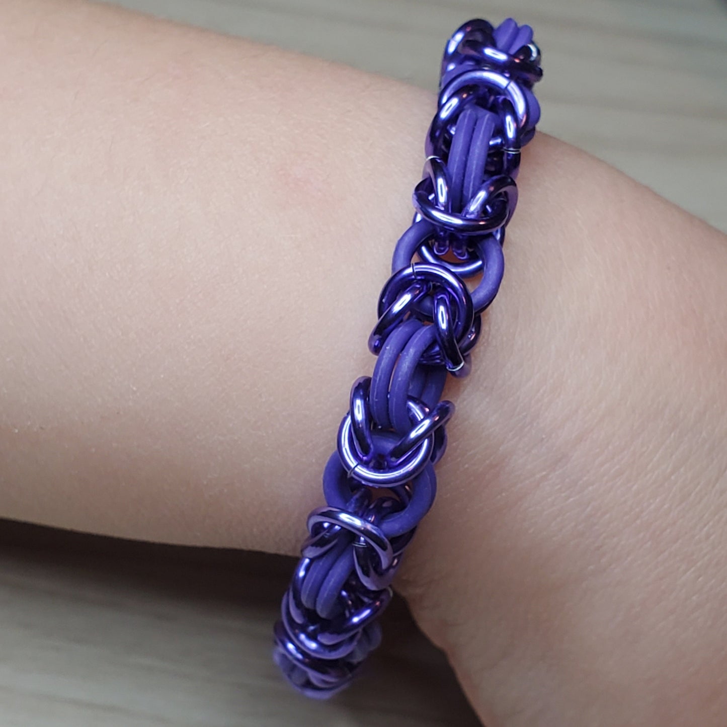 Purple Rubber Byzantine Bracelet