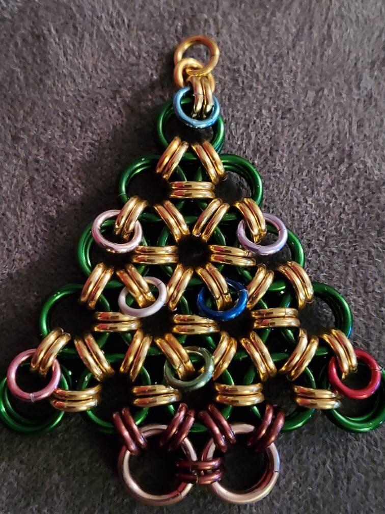 Holiday Chainmaille Christmas Tree pendant/keychain/ornament/decoration