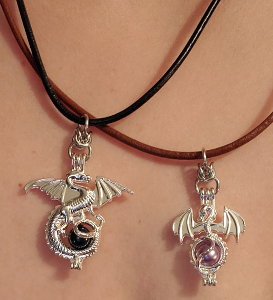 Dragon Capture Pendant with Leather Cord