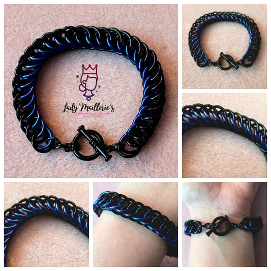 Half Persian 3-in-1 Black and Blue Bracelet, Anklet, Mens, unisex