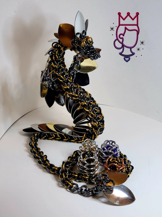 Dragon Statue -- Custom Chainmaille Scale XL Fidget